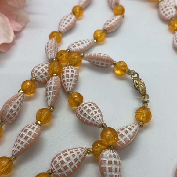Long Vintage Orange Bead 1970’s Necklace 52” - Picture 4 of 4